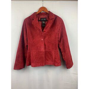 Brandon Thomas Womens Red Leather Blazer Jacket Size M